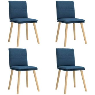 vidaXL Sillas De Comedor 4 Unidades Tela Azul Vidaxl