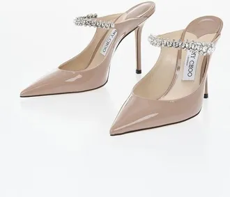 Jimmy Choo London Patent Mules BING With Rhinestone Details 11 cm Heel size 38