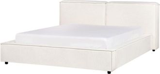 Beliani Classic Upholstered Fabric Bed eu King Size 5ft3 Frame Slatted Base Off-White Linards