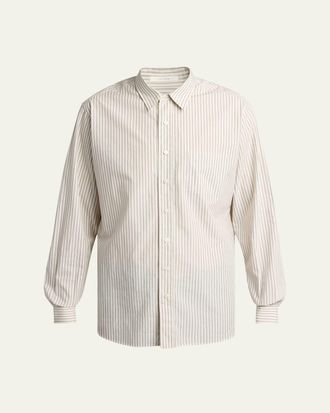 The Row Mens Granada Silk Poplin Stripe Button-Down Shirt