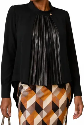 Rinascimento Pleated High-Low Blouse In Black