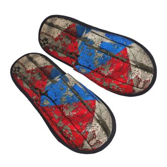Generic Puerto Rico Wallpaper Flag Unisex Sliders Warm House Slippers Non-Slip House Shoes For Bedroom Winter Outdoor M