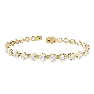 Diamond2Deal 18k Vermeil Plated Silver 10.5 Ct Round Lab Grown Diamond Tennis Bracelet 7