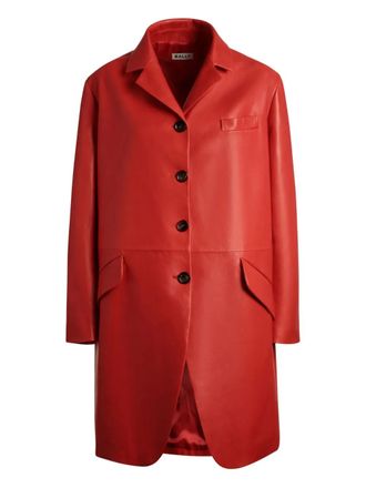 Bally Cappotto di pelle con bottoni - Rosso
