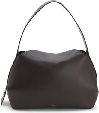 BOSS Faux-leather shoulder bag with logo lettering