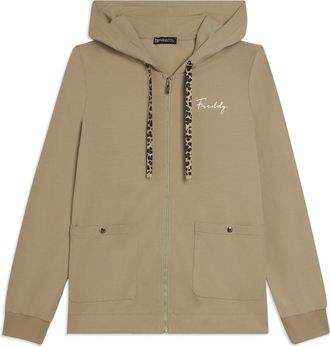 Freddy Felpa con Cappuccio Zip e Spacchi Animalier