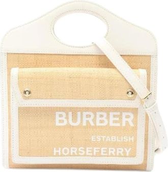 Burberry Pre-owned Tote Bags, female, Beige, Size: ONE SIZE Pre-owned Mini Pocket Bag Leather Raffia Handbag
