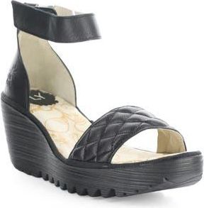 FLY London Yaru Platform Wedge Sandal in 000 Black Mousse at Nordstrom Rack, Size 7-7.5Us / 38Eu