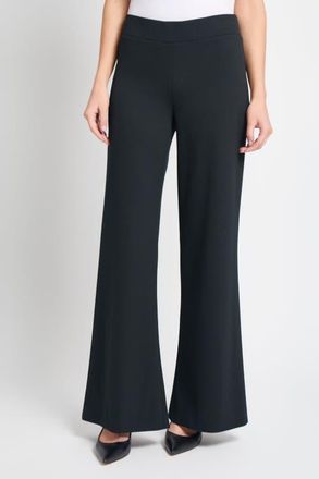 Ming Wang Stretch Deco Crepe Wide-Leg Pants in Black at Nordstrom, Size Xx-Small