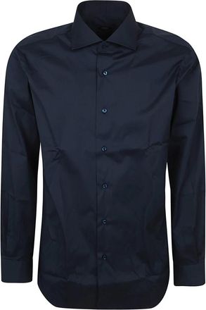 Barba Klassiek I Shirt - Heren - Casual Overhemden - Blauw - M - Katoen - Overhemden