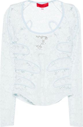 ECKHAUS LATTA Seraph floral-lace top - women - Spandex/Elastane/Polyamide - L - Blue