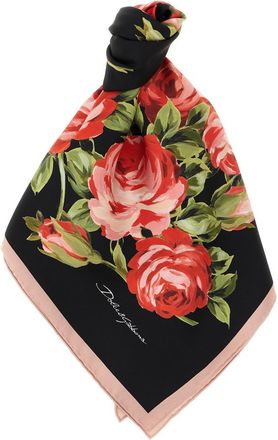 Dolce & Gabbana Black Floral Printed Scarf