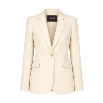 Liu Jo Blazers, female, Beige, Size: XL Pinstripe Viscose Blazer