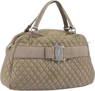 Ferragamo Pre-owned Nylon Hand Bag - Dames - Vintage Handtas - Beige - ONE Size - Nylon - Vintage