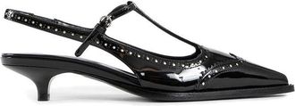 Miu Miu Black Calfskin Mid Heel Womens Pumps