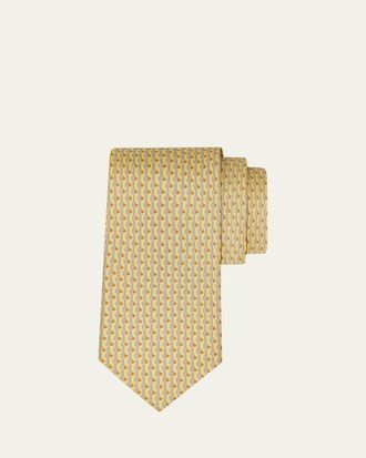 Ferragamo Mens Tennis-Print Silk Tie