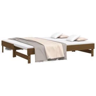 vidaXL Vidaxl - Sof&aacute; Cama Extra&iacute;ble Madera Maciza Pino Marr&oacute;n Miel 2x(75x190)cm