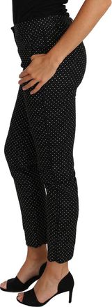 Dolce & Gabbana Womens Black Dress Polka Dot Cropped Straight Pants Cotton