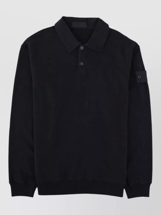 Stone Island long sleeve knit polo ribbed cuffs hem
