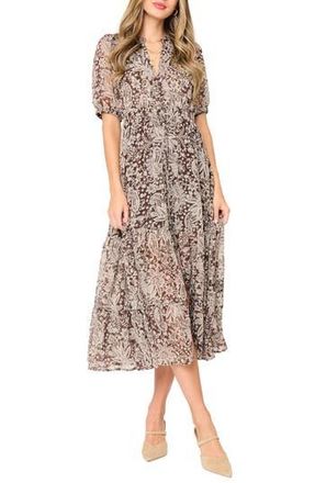 Gibsonlook Kira Drawstring Maxi Dress in Java Floral at Nordstrom Rack, Size Xx-Small