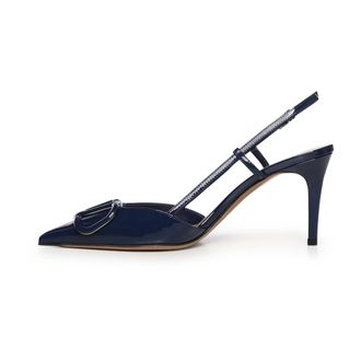 Valentino Garavani Pumps, female, Blue, Size: 8 1/2 US VLogo Signature Patent Leather Slingback Pump 80mm