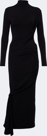 MUGLER Vestido midi de jersey en mezcla de lana drapeado