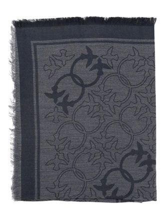 Pinko birds-pattern fringed-edges scarf - women - Viscose/Polyester - One Size - Black