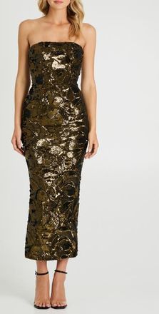 Helsi Leslie Pattern Sequin Strapless Gown in Antique Bronze at Nordstrom, Size X-Small