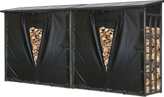 Quick Star Quick-star - 2 St&uuml;ck Metall Kaminholzregal Anthrazit Xxl 185 X 70 X 185 Cm Mit Wetterschutz Garten Kaminholzunterstand 4,6 M&sup3; / 7 Srm Kaminholzlager S