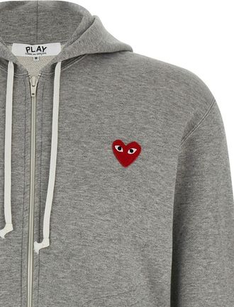 Comme Des Gar&ccedil;ons Red Heart Logo Hoodie - grey