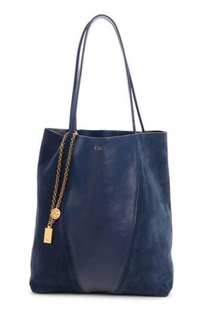 Chlo&eacute; Medium Spin Leather & Suede Tote in Parisian Night at Nordstrom