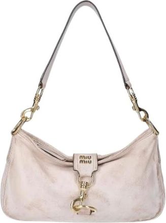 Miu Miu Tweedehands leren handtassen - Dames - Pre-owned - Beige - Maat: ONE Size Leer