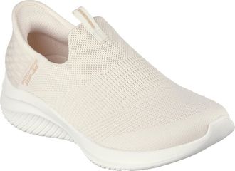 Skechers Womens Stretch Knit Slip Ins W On Trainers in Natural - Size UK 6.5