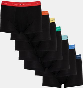 Tommy Hilfiger Mens Tommy Hilfiger 7-Pack Logo Waistband Mens Trunks - Rainbow Mix - Black/Black - Size: 35/34/32/9.5/13/12.5/12/11.5/11/9/16/15.5/15/14.5/14/13.5/1