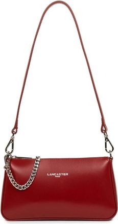 Lancaster Rode leren schoudertas met ketting - Dames - Schoudertassen - Rood - ONE Size - Leer - Tassen