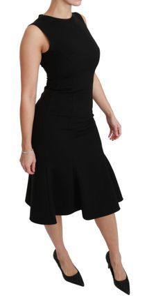 Dolce & Gabbana Womens Black Fit Flare Wool Stretch Sheath Dress