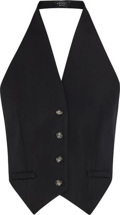 A.W.A.K.E Mode Halterneck Tie-back Woven Vest - Black - 38 (UK10 / S)