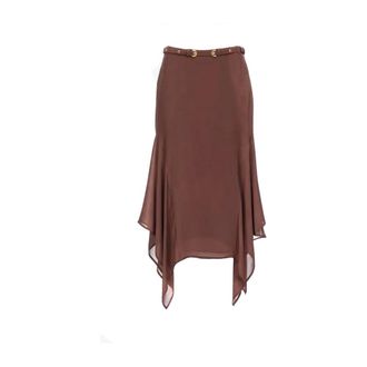 Pinko Pinko, Rokken, Dames, Bruin, S, Polyester, Belted Asymmetric Midi Rok