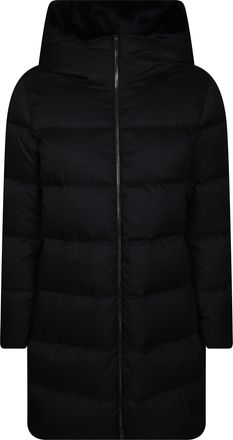 Herno Black A-Shape Faux Fur Trim Down Coat