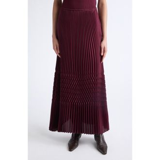 Lafayette 148 New York Pliss&eacute; Straight Midi Skirt in Aubergine at Nordstrom, Size X-Large
