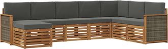 vidaXL Conjunto De Sof&aacute;s De Exterior 8 Uds. Natural Y Antracita Vidaxl