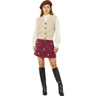 Yumi Corduroy Daisy Mini Skirt in Burgundy at Nordstrom, Size 12