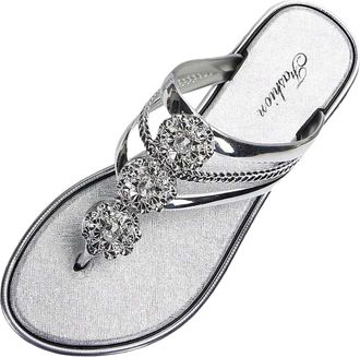 Generic Sparkly Sandals for Women,Womens Ladies Sandals Glitter Sliders Summer Thong Sandal Flat Sandal for Women Sparkly Shoes Flip-Flop,Beach Pool Shoes Non