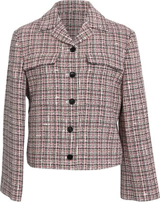 Theory Cropped Tweed Jacket in Multicolor Cotton