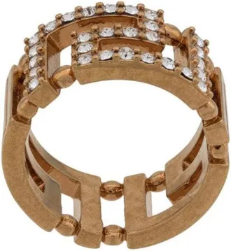 Versace Ring With Greek Key And Crystals