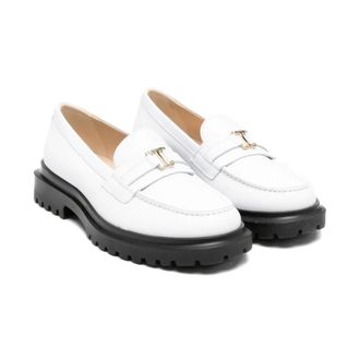 Twinset Loafers, female, White, Size: 10 US Mocassino in pelle