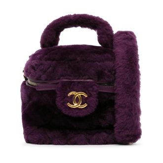 Chanel Pre-owned Small Quilted Shearling Vanity Case - Dames - Pre-owned - Paars - Maat: ONE Size Leer
