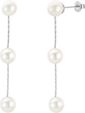 Untamed Petals Lilly Pearl Drop Earrings in Silver at Nordstrom
