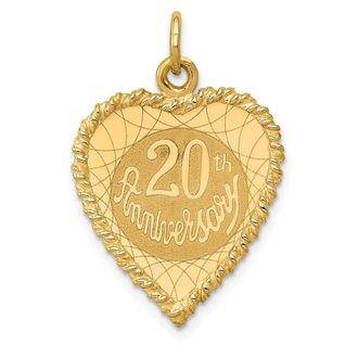 Diamond2Deal 14k Yellow Gold Happy 20th ANNIVERSARY Charm