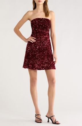 All in Favor Strapless Sequin Minidress in Wine at Nordstrom Rack, Size X-Large